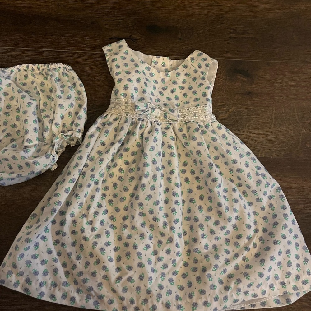 La Princesa White Dress with Purple Floral Pattern